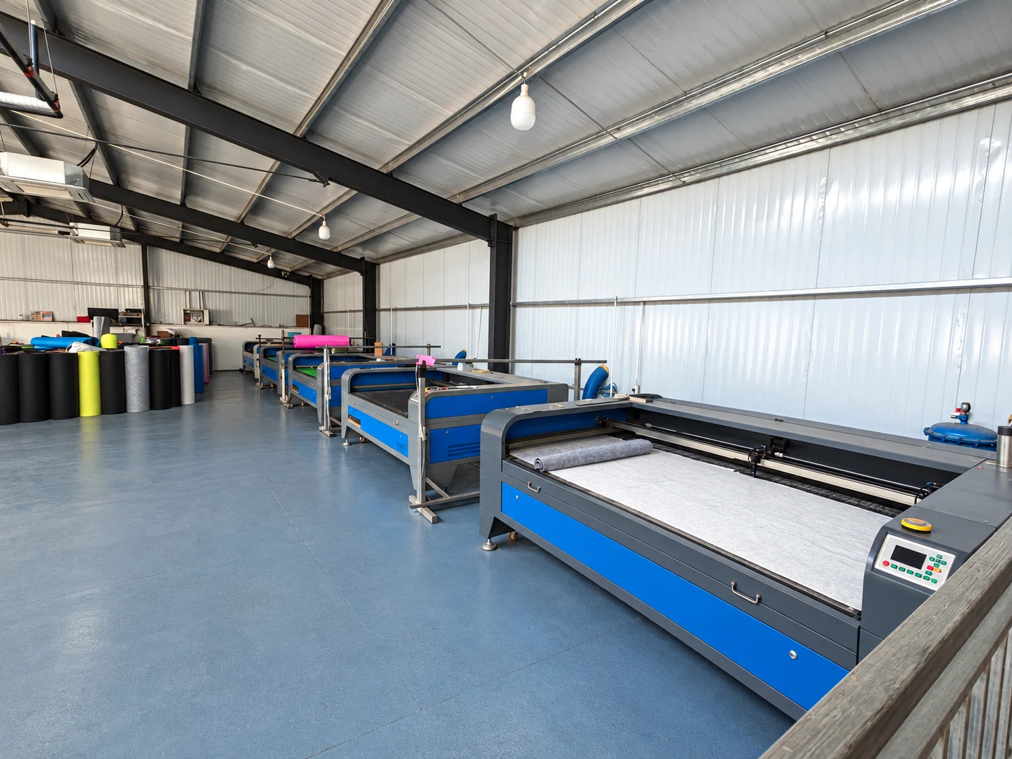 Workshop view with felt cutting equipment