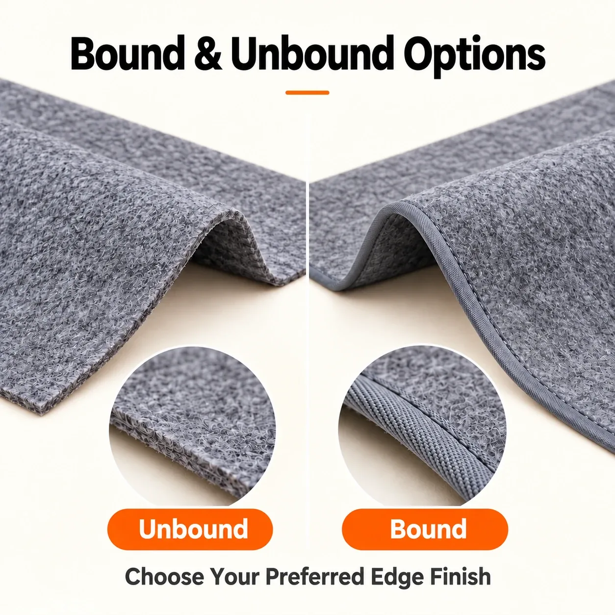 Bound and unbound felt underlay edge comparison
