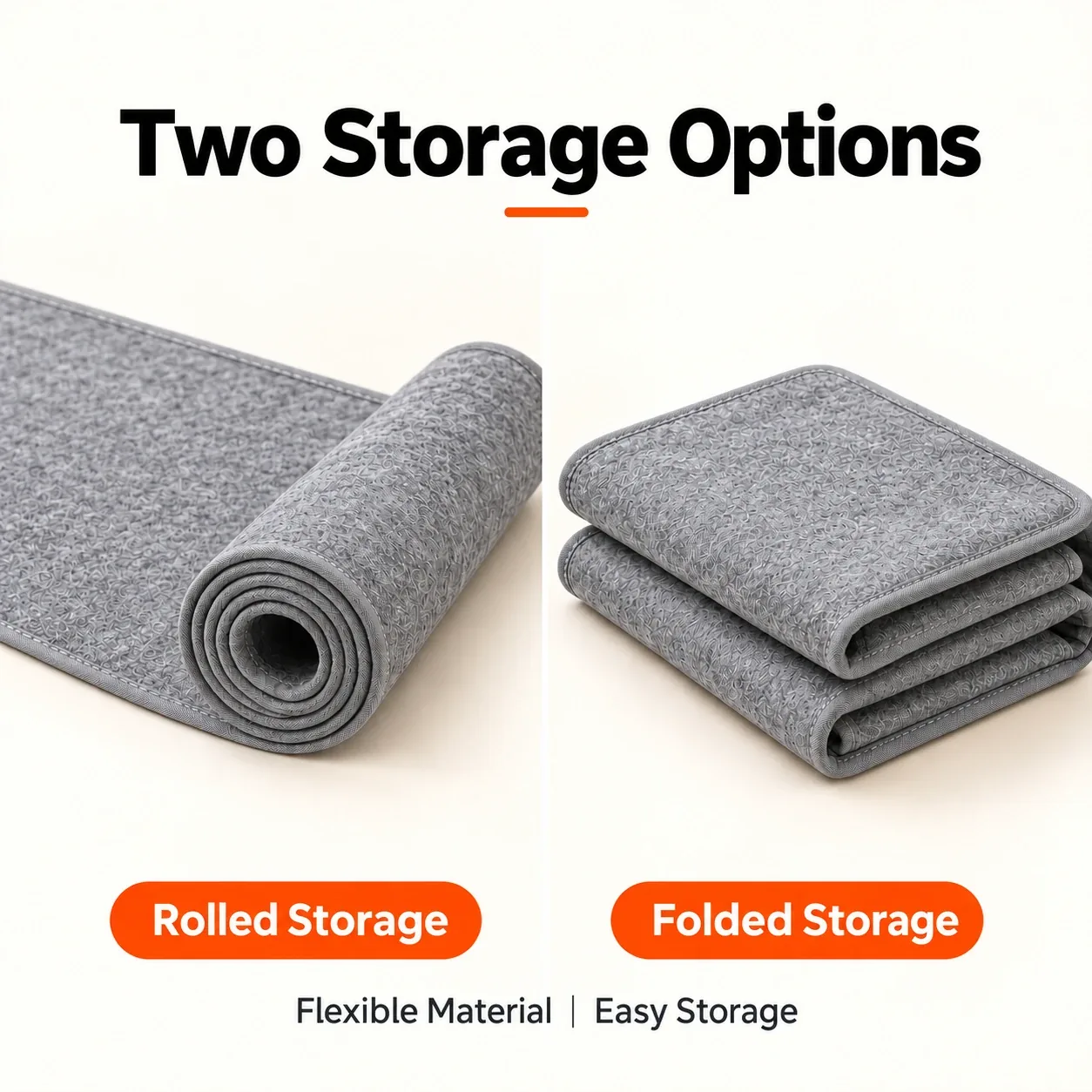 Felt bed underlay rolled and folded for storage