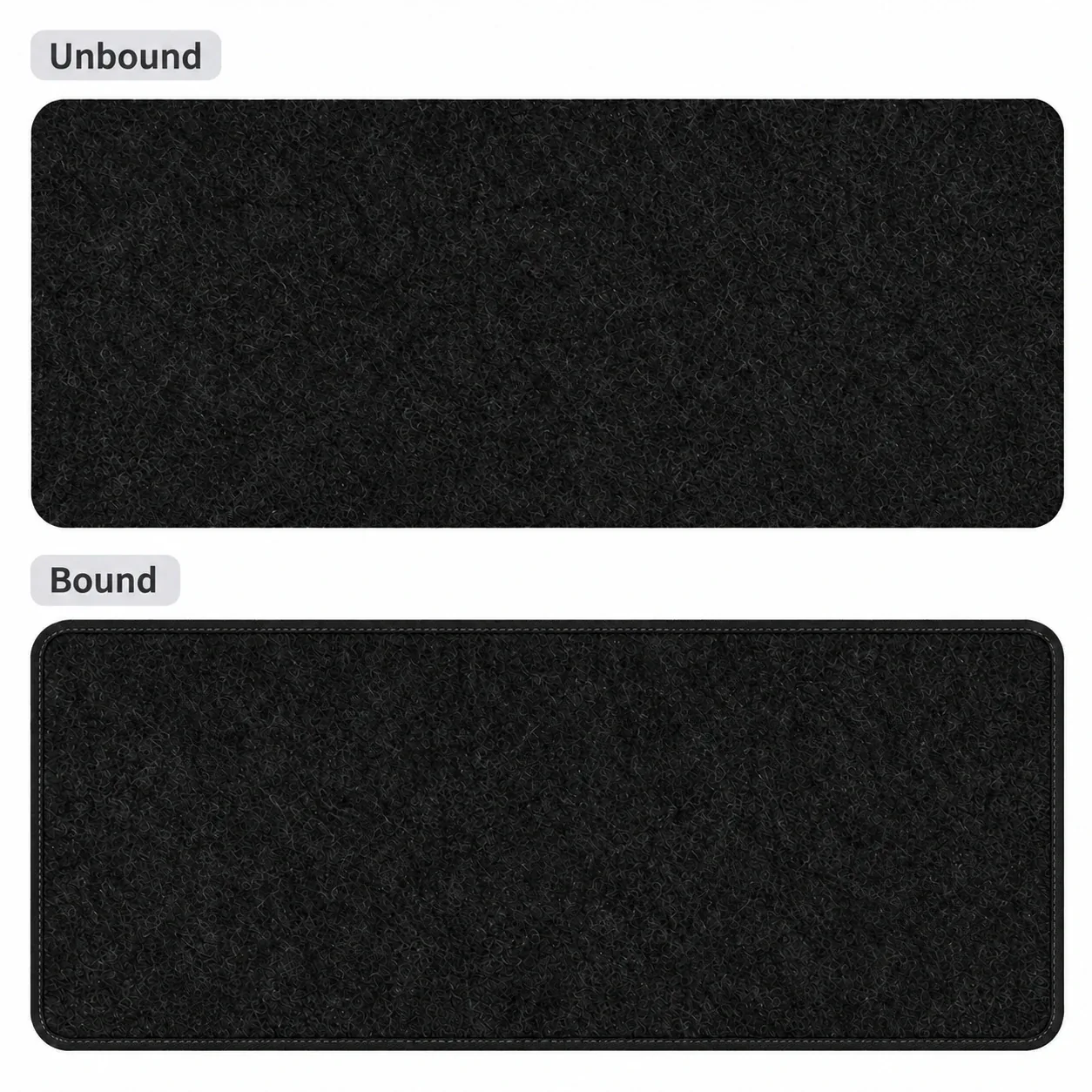 Black felt underlay, bound and unbound
