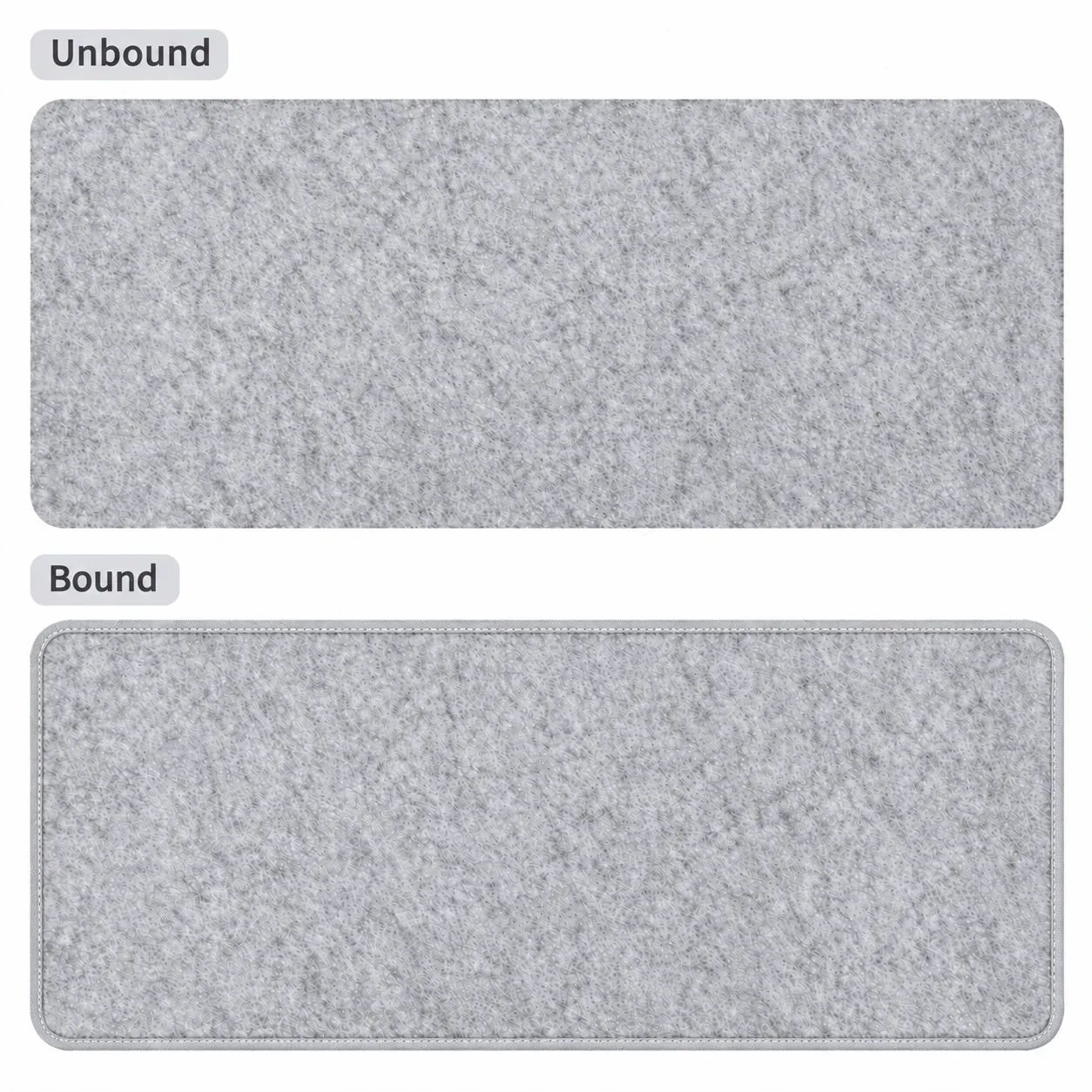 Light Gray felt underlay, bound and unbound
