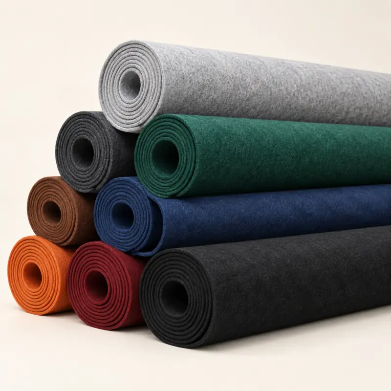 Light gray felt roll product arrangement