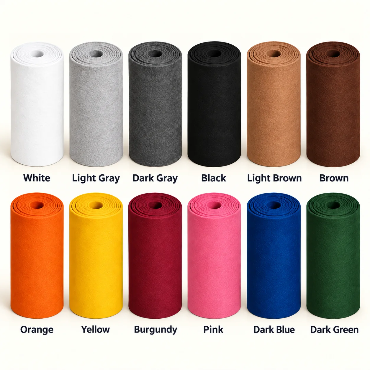 Felt rolls in multiple colors