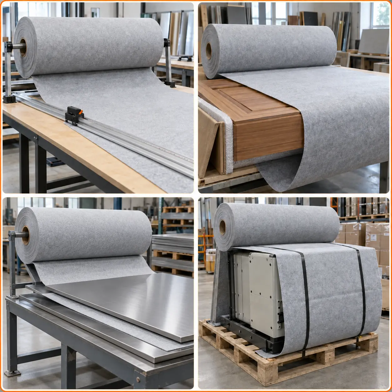 Felt roll applications for cutting, packaging and transport protection