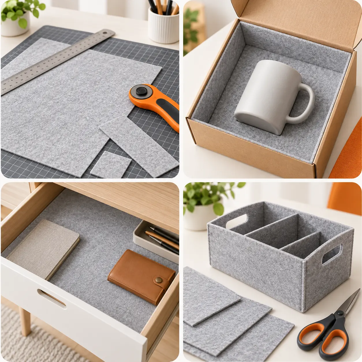Felt sheets used for cutting, packaging liners, drawer protection and felt product processing